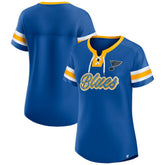 St. Louis Blues Fanatics Women's Iconic Athena Lace-Up T-Shirt - Blue T-shirts