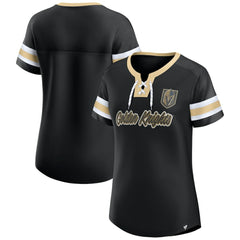 Vegas Golden Knights Fanatics Women's Iconic Athena Lace-Up T-Shirt - Black T-shirts