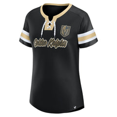 Vegas Golden Knights Fanatics Women's Iconic Athena Lace-Up T-Shirt - Black T-shirts