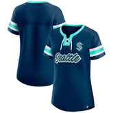 Seattle Kraken Fanatics Women's Iconic Athena Lace-Up T-Shirt - Deep Sea Blue T-shirts