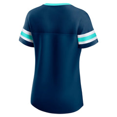 Seattle Kraken Fanatics Women's Iconic Athena Lace-Up T-Shirt - Deep Sea Blue T-shirts
