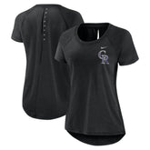 Colorado Rockies Women's Summer Breeze Raglan Fashion T-Shirt Heather Black