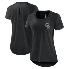 Colorado Rockies Women's Summer Breeze Raglan Fashion T-Shirt Heather Black