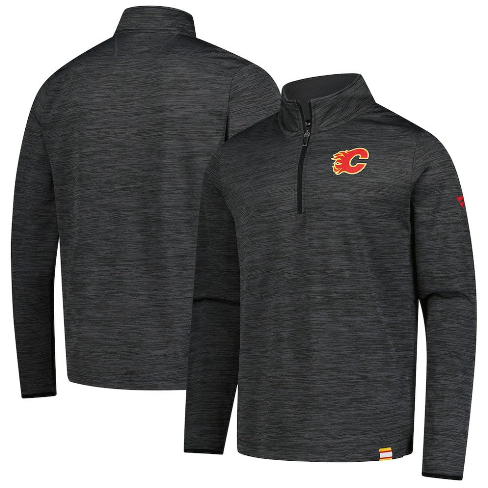 Calgary Flames Fanatics Authentic Pro Lightweight Quarter-Zip Pullover - Heather Charcoal Pullover