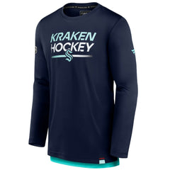 Seattle Kraken Fanatics Authentic Pro Tech Long Sleeve T-Shirt - Deep Sea Blue T-shirts