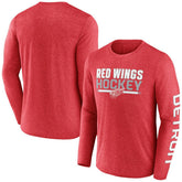 Detroit Red Wings Fanatics Sweep Iconic Synthetic Long Sleeve T-Shirt - Heather Red T-shirts