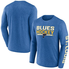 St. Louis Blues Fanatics Sweep Iconic Synthetic Long Sleeve T-Shirt - Heather Blue T-shirts