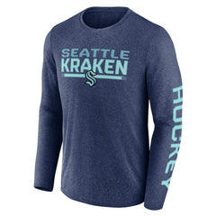 Seattle Kraken Fanatics Sweep Iconic Synthetic Long Sleeve T-Shirt - Heather Deep Sea Blue T-shirts