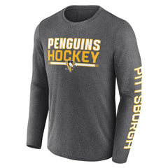 Pittsburgh Penguins Fanatics Sweep Iconic Synthetic Long Sleeve T-Shirt - Heather Charcoal T-shirts