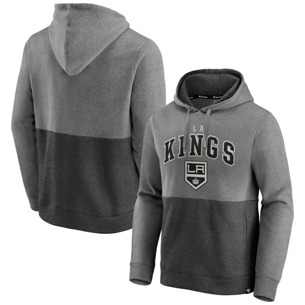 Los Angeles Kings Fanatics Block Party Signature Pullover Hoodie - Heather Gray/Heather Charcoal Hoodies