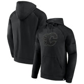 Calgary Flames Fanatics Black Ice Defender Raglan Pullover Hoodie Hoodies
