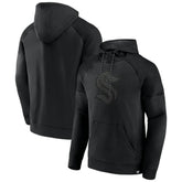 Seattle Kraken Fanatics Black Ice Defender Raglan Pullover Hoodie Hoodies