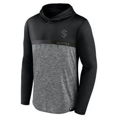 Seattle Kraken Fanatics Iconic Defender Pullover Hoodie - Black/Heather Charcoal Hoodies