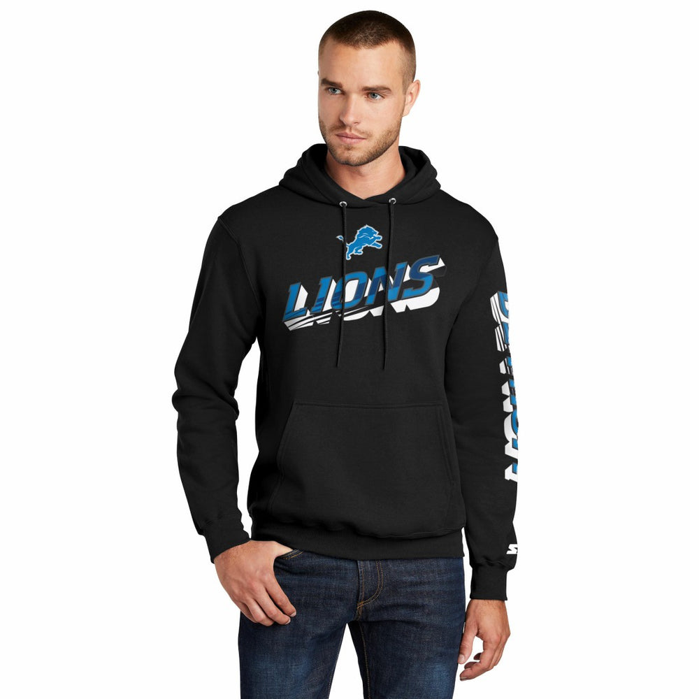 Detroit Lions Starter Wordmark Logo Pullover Hoodie - Black outlet