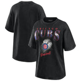 Chicago Cubs WEAR by Erin Andrews Women's Oversized Boyfriend T-Shirt Charcoal