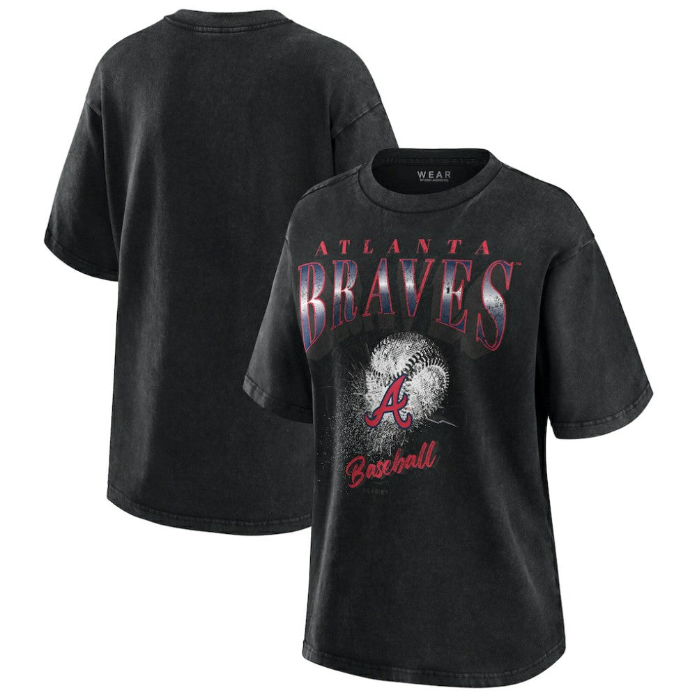 Atlanta Braves WEAR by Erin Andrews Women's Oversized Boyfriend T-Shirt Charcoal