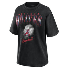 Atlanta Braves WEAR by Erin Andrews Women's Oversized Boyfriend T-Shirt Charcoal