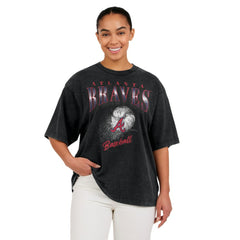 Atlanta Braves WEAR by Erin Andrews Women's Oversized Boyfriend T-Shirt Charcoal