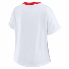 Kansas City Chiefs WEAR by Erin Andrews Women's Cropped Center Stripe Dolman T-Shirt - White sale