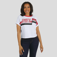 Kansas City Chiefs WEAR by Erin Andrews Women's Cropped Center Stripe Dolman T-Shirt - White sale