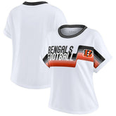 Cincinnati Bengals WEAR by Erin Andrews Women's Cropped Center Stripe Dolman T-Shirt - White online