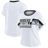 Las Vegas Raiders WEAR by Erin Andrews Women's Cropped Center Stripe Dolman T-Shirt - White sale