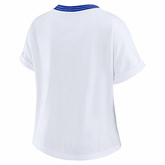 Los Angeles Rams WEAR by Erin Andrews Women's Cropped Center Stripe Dolman T-Shirt - White outlet