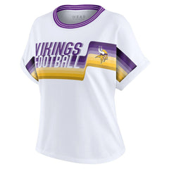 Minnesota Vikings WEAR by Erin Andrews Women's Cropped Center Stripe Dolman T-Shirt - White sale