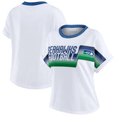 Seattle Seahawks WEAR by Erin Andrews Women's Cropped Center Stripe Dolman T-Shirt - White outlet