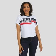 Houston Texans WEAR by Erin Andrews Women's Cropped Center Stripe Dolman T-Shirt - White discount