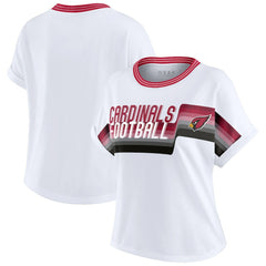 Arizona Cardinals WEAR by Erin Andrews Women's Cropped Center Stripe Dolman T-Shirt - White discount