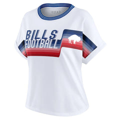 Buffalo Bills WEAR by Erin Andrews Women's Cropped Center Stripe Dolman T-Shirt - White for sale