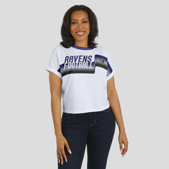 Baltimore Ravens WEAR by Erin Andrews Women's Cropped Center Stripe Dolman T-Shirt - White outlet