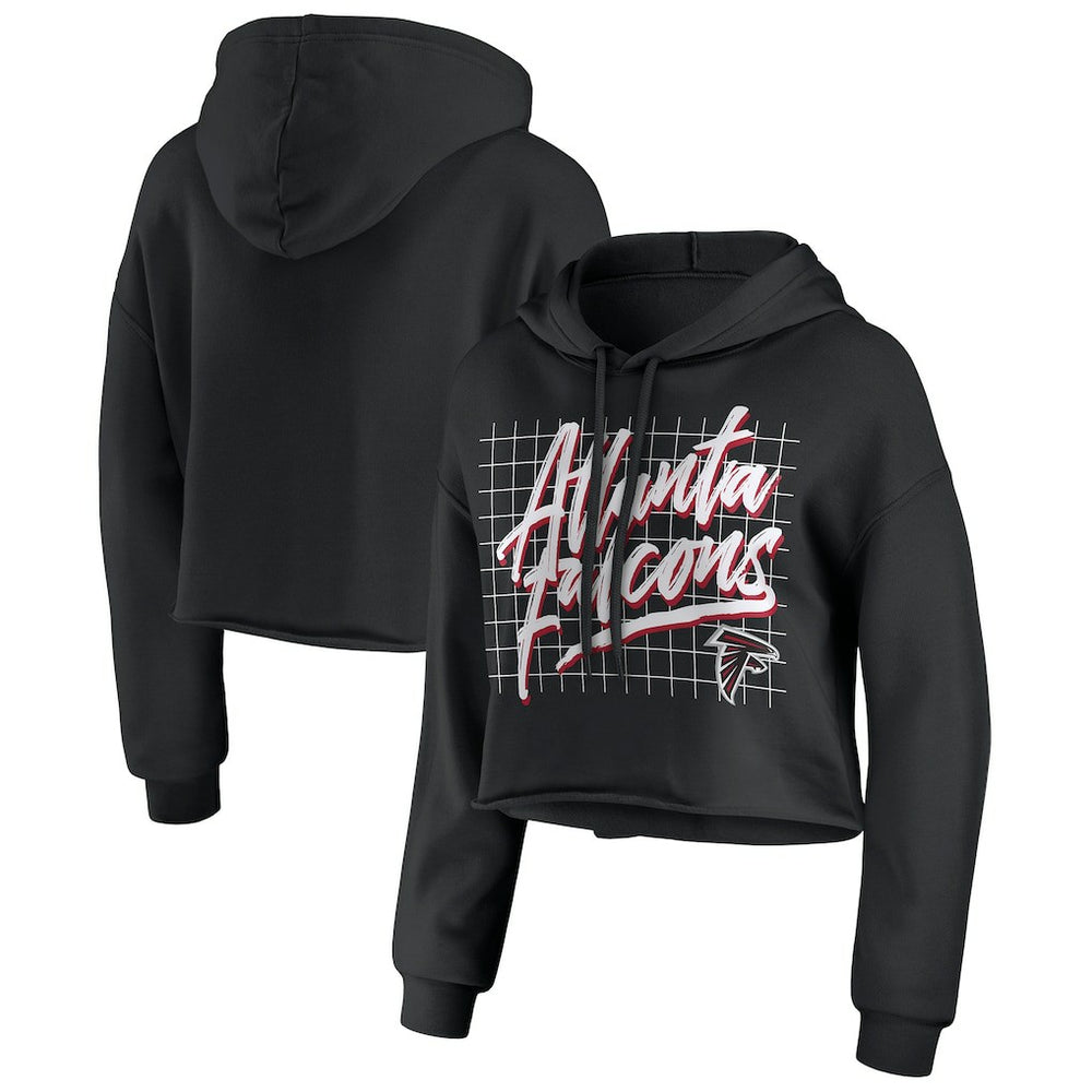 Atlanta Falcons WEAR by Erin Andrews Women's Domestic Cropped Pullover Hoodie - Black cheap