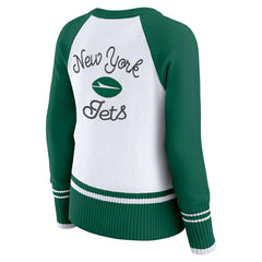 New York Jets WEAR by Erin Andrews Women's Colorblock Raglan Sweater - White/Green online
