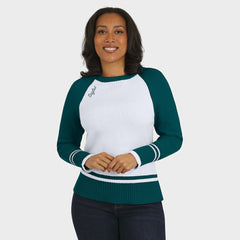 Philadelphia Eagles WEAR by Erin Andrews Women's Colorblock Raglan Sweater - White/Midnight Green for sale