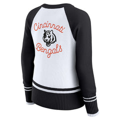 Cincinnati Bengals WEAR by Erin Andrews Women's Colorblock Raglan Sweater - White/Black online