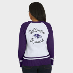 Baltimore Ravens WEAR by Erin Andrews Women's Colorblock Raglan Sweater - White/Purple on sale