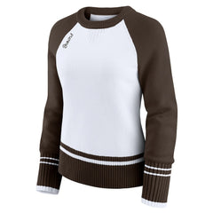 Cleveland Browns WEAR by Erin Andrews Women's Colorblock Raglan Sweater - White/Brown cheap
