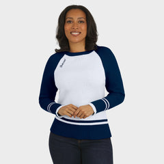 Denver Broncos WEAR by Erin Andrews Women's Colorblock Raglan Sweater - White/Navy for sale