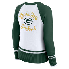 Green Bay Packers WEAR by Erin Andrews Women's Colorblock Raglan Sweater - White/Green cheap