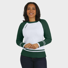 Green Bay Packers WEAR by Erin Andrews Women's Colorblock Raglan Sweater - White/Green cheap