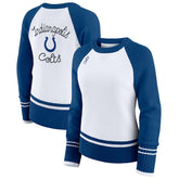 Indianapolis Colts WEAR by Erin Andrews Women's Colorblock Raglan Sweater - White/Royal on sale