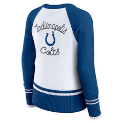 Indianapolis Colts WEAR by Erin Andrews Women's Colorblock Raglan Sweater - White/Royal on sale