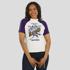 Baltimore Ravens WEAR by Erin Andrews Women's Sleeve Stripe Distressed Raglan T-Shirt - White discount