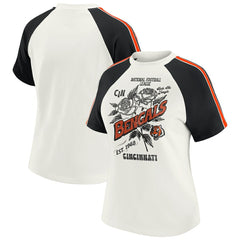 Cincinnati Bengals WEAR by Erin Andrews Women's Sleeve Stripe Distressed Raglan T-Shirt - White online