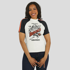 Cincinnati Bengals WEAR by Erin Andrews Women's Sleeve Stripe Distressed Raglan T-Shirt - White online