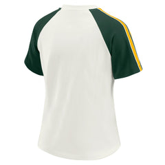 Green Bay Packers WEAR by Erin Andrews Women's Sleeve Stripe Distressed Raglan T-Shirt - White outlet