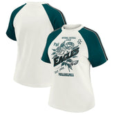Philadelphia Eagles WEAR by Erin Andrews Women's Sleeve Stripe Distressed Raglan T-Shirt - White sale