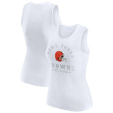 Cleveland Browns WEAR by Erin Andrews Women's Ribbed Graphic Tank Top - White for sale